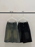 [Daihe] Autumn New Casual High Waist Relaxed And Versatile Retro Wide Leg Seven Points Of Jeans Female H7331-Outfit