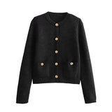 Fongt 2025 New Women's Button Knitted Jacket Little Scented Women's Sweater E3336
