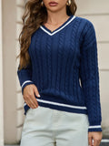 Fongt And Winter Knitted Temperament V-Neck Sweater Fashion Loose Jasmine Cloth Girl