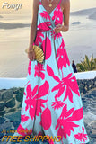 Casual Women Summer V Neck Dress Elegant Femme Long Sleeve Holiday Beach Dress Vintage Leopard Print Maxi Dress