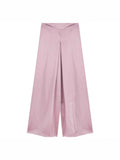 Fongt Acetic Acid Solid Silk Silk Slipping Fascination Leisure Broad Leg Trousers 2025 Summer New High-Waisted Trousers