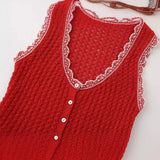 Summer Jacquard Mesh Sleeveless Knitted Mini Dress 5802023-Outfit
