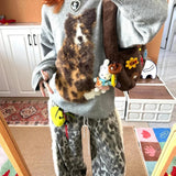 Dog Fuzzy Print Sweatshirt-Outfit