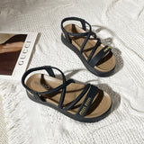 Fongt New Fashion Soft-Soled Roman Shoes With Skirts Sandals Retro French-Soled Toe Sandals