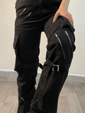 Zipper Strap Detail Cargo Pants-Outfit