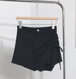 Real Shooting Babes Style Design Side Draw Rope Sexy High-Waisted Hip Skirt Irregular Elastic Short Skirt