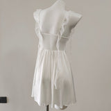 Fongt New Girl Silk Sling Aja Sycoat With Sexy Pure Pajamas High-End Feel Leaf Sleeve Skirt Homewear