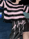 Distressed Striped Crop Sweater-Outfit