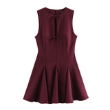 Fongt Homemade New Women's Classic Wave Wide Swing Bow Dress