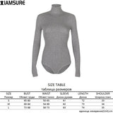 Solid Ribbed Turtleneck Rompers Sexy Jumpsuit Black Long Sleeve Bodysuit Winter 2020 Elegant Body Femme High Neck