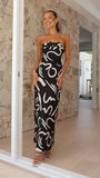 Fongt / Summer 2024 New Women's Fashion Print Strapless Back Sexy Dress-22023-Outfit