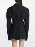 Fongt Goods Personality Breasted Splicing Small Suit 2024 Spring New Fashion Design Sense Loose Versatile Suit Jacket Female-Outfit