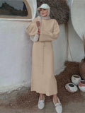 Fongt High-Waisted Autumn And Winter Sweater Dress Solid Casual Base Knitted Long Dress