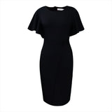 Fongt Leaves Sleeves Tight Banded Professional Solid Women's Dress African Large-Size Dress