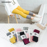 Double Needle Patchwork Cotton Leggings for Girls Spring Autumn Leggings for Children Fashionable Legging