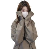 Fongt Plus Fleece Female 2024 Autumn Winter New Korean Version Student Print Hoodie Loose Coat Jacket Female