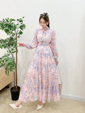 Fongt Autumn Vintage Chic Gentle Wind Broken Flower Dress Women's Standing Collar Long Dress Yang Age Reduction French First Love Dress