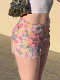 Fongt Cloth Forget French Romantic Flowers Texture High Waist Skirt Sexy Girl Age-Olded Ass A Short Skirt
