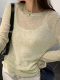 Solid Color Thin Long Sleeve Knit-Outfit