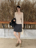 Fongt Xixi 2025 Autumn And Winter White Standard Temperament Pure Color Wool High Waist Half-Body Skirt A Word Short Skirt Women 85289