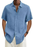 Fongt Explosion Summer V-Neck Button Cotton Cotton Pure Cotton Shirt Shirt Man Shirt