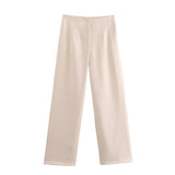 Fongt Women's INS Burst Side Open Fork On The Shoulder Trousers Set