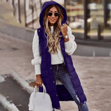 Fongt New Fashion Casual Solid-Colored Hooded In Sleeveless Sleeveless