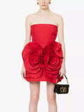High-End Women's Sexy Breasted Dress Skirt Big Flower Decorative Temperament Dress Dress Banquet Dress Dress Dress Dress Dress
