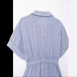 New Blended Striped Waist Short Jumpsuit 3195849-Outfit