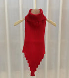 Fongt Vest Knitted Shirt Women Spring Autumn New Design High-Necked Sweater Hot Girl Sexy Thin Short