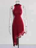 2025 New High-End Waveside Irregular Mid-Scrapid Design Squint Splicing Gradient Sleeveless