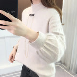 Fongt Sweater Lady 2024 New Winter Thick Head With Loose Lantern Sleeve Fashion Bottom Shirt-Outfit