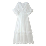 Fongt Homemade New Women's Clothing Seam-Time Casual Two-Colored Lotus-Leaf Dress