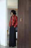Red Faux Leather Jacket-Outfit