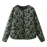 Fongt Women's ZA Autumn And Winter New Animal Print Cotton Jacket Jacket