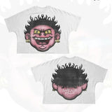 T-Shirt Hip-Hop Fun Cartoon Pattern Printing Oversized T-Shirt Original Gothic Cotton Short Sleeves-Outfit