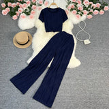 Fongt T-Shirt, High-Waisted, Wide-Leg Pants-Outfit