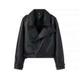Fongt Women's Street Trend Locomotive Wind Sheep Leather Coat