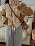 New 2022 Korean Fashion Color Blocking Sweaters Chic Women Autumn Winter Oversized Cardigans Elegant Tops