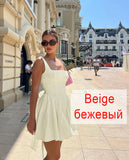 Summer Backless White Party Dresses Waist Big Bow A Line Dress Backless Casual Dresses Women Birthday Dress 2023-Outfit