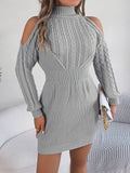 Autumn And Winter Leisurely Half-High Collared Lantern Sleeve Ass Sweater Skirt Women's