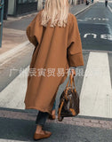 Ins Autumn And Winter Ladies Coat Woolen Super Long Loose Double Bag Lapel Simple Coat-Outfit