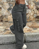 Fongt Street Fashion Retro Overalls Multi-Pocket Casual Straight