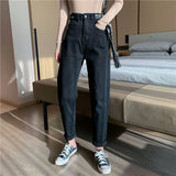 Fongt Jeans Women's Fall Women 2024 New High Waist Slim Versatile Loose Straight Dad Turnip Pants-Outfit