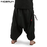 Men Harem Pants Joggers Streetwear Elastic Waist Loose Drop Crotch Trousers Men 2021 Pockets Solid Pants INCERUN S-5XL