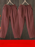 Fashion Woman Pants Casual Cotton Linen Harem Pants LOOSE Solid Ankle-Length Pants Elastic Waist Women's Summer