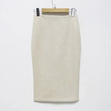 Fongt Skirt Solid Color Split Deer Skin Velvet Skirt High Purse Hip Thin Versatile Skirt-Outfit