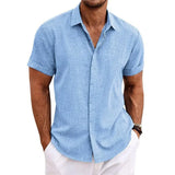Fongt Men's Linen Short-Sleeved T-Shirts For Free-Fitting Sweatshirts For Men's Short-Sleeved Cotton Shirts Beach Plus-Size Men's Short-Sleeved