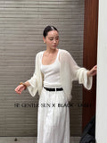 Fongt Xixi 13 Lines 2025 Autumn Black Standard Korean Version Of Wool Knitted Cardigan 25357