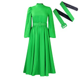 Fongt Women's Winter New Half-High Collar Long Sleeves To Close The Waist Temperament To Show Thin Swing Dress